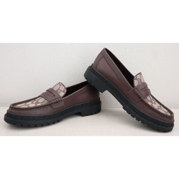 Coach CC833 Men's Sz 8D Brown Signature Jacquard Leather Brooks Loafers - Picture 13 of 13
